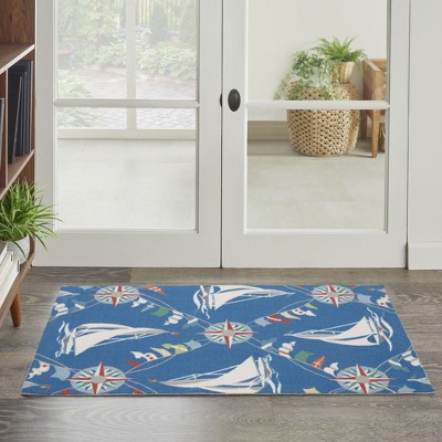 Nautical Blue Diamond Synthetic Indoor/Outdoor Rug