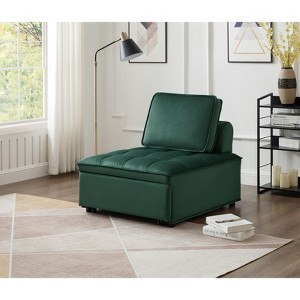 NicBex Convertible Sleeping Sofa Bed,Velvet Single Sofa with 1 Removable Back Pillow for Living Room,Apartment,Office,Green - 1 of 4