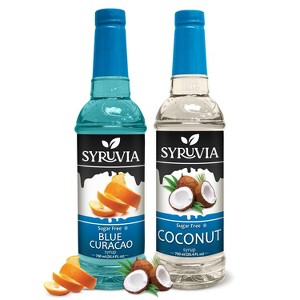 Syruvia Sugar Free Coffee Flavors Variety Pack: Blue Curacao & Coconut 25.4 fl oz Syrup - 1 of 4