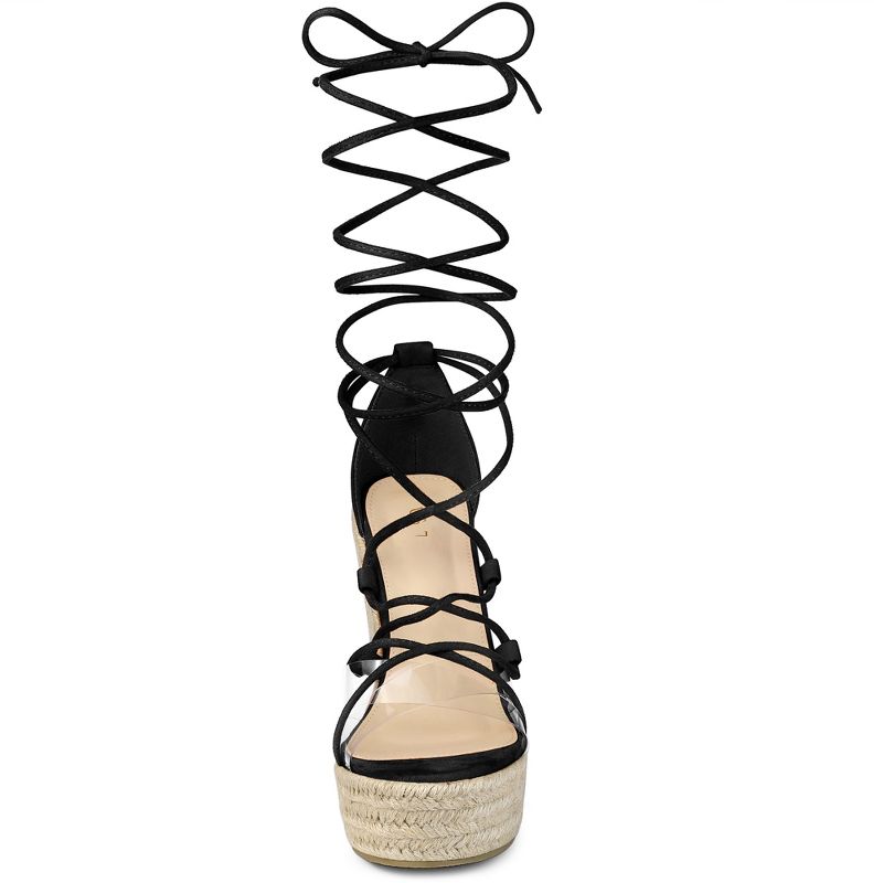 Allegra K Women's Platform Espadrilles Wedge Heel Transparent Straps Sandals, 2 of 7