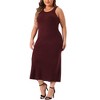 Agnes Orinda Women's Plus Size Crew Neck Sleeveless Knit Midi Tank Sweater Bodycon Dresses - 2 of 4
