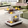 Lyngins Lift-Top Rotating Side Table – Wood Grain, 360° Swivel, Lockable Casters, End Table for Living Room, Nightstand with Storage - 3 of 4