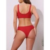 INSPIRE CHIC Women's Lace Up Decoration Push Up Bikini Sets, Wide Strap Top Triangle Bottom Swimwear Bathing Suits 1 Set - 3 of 4