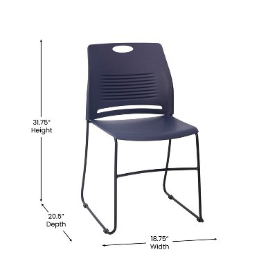 Navy Armless Metal Stacking Reception Chairs, Set of 5