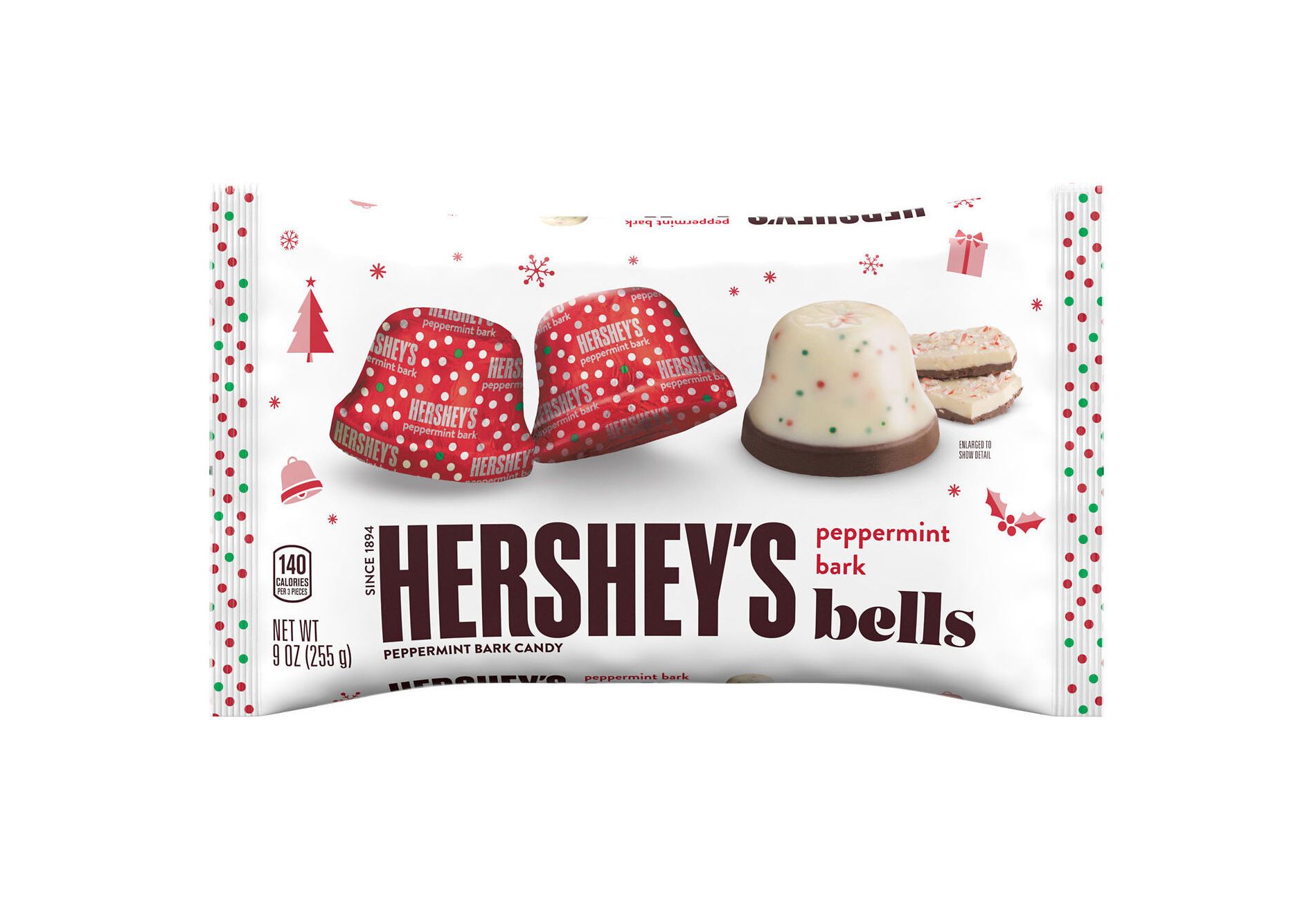 HERSHEY'S Christmas Peppermint Bark Bells Candy - 9oz
