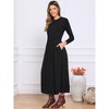 INSPIRE CHIC Women's High Waist Pleated Front Long Sleeve A-Line Ribbed Knitted Maxi Dress - 4 of 4