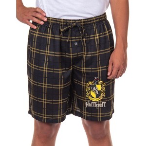 Harry Potter Pajamas Mens' Hogwarts House Crest Plaid PJ Lounge Shorts - 1 of 4