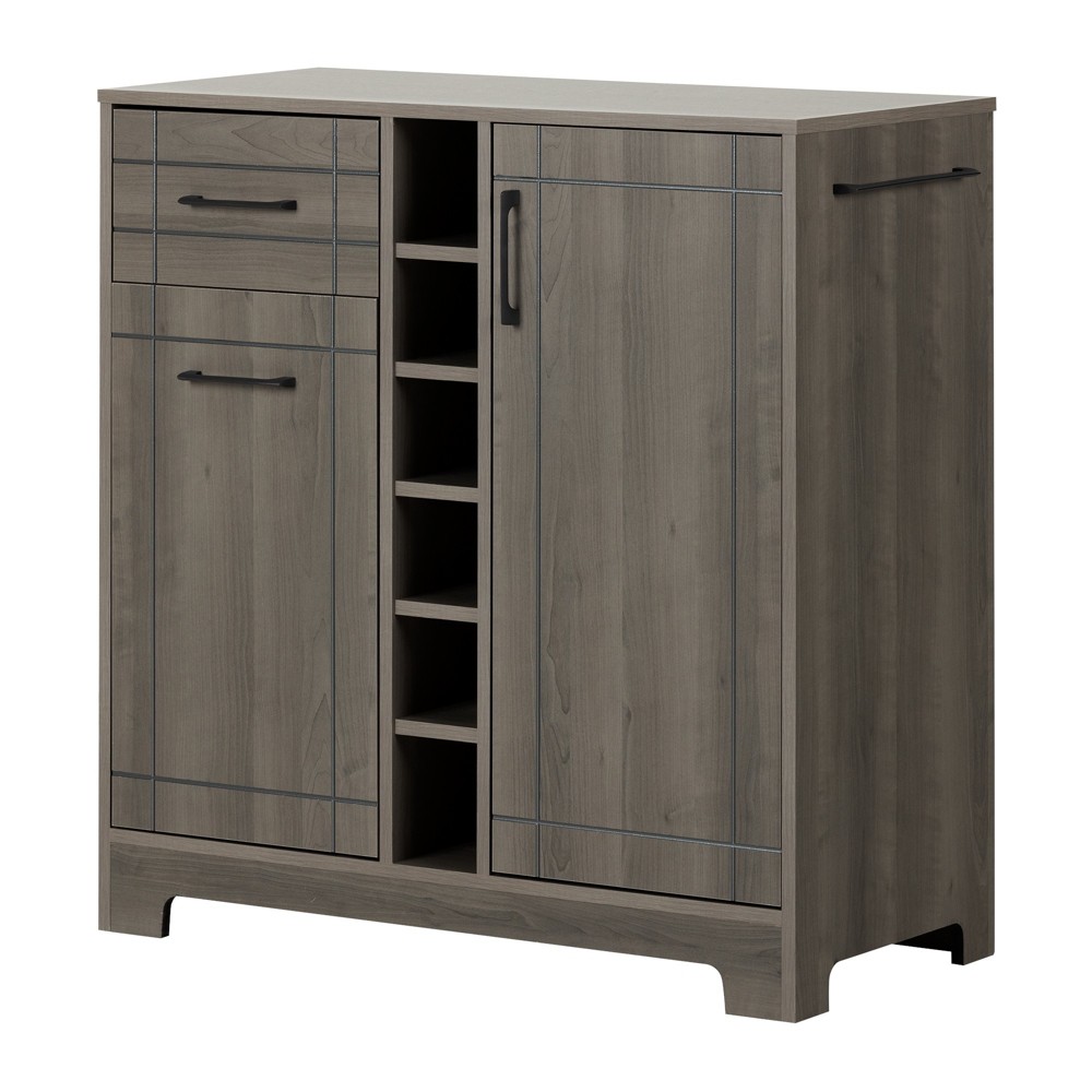 Vietti Bar Cabinet with Bottle and Glass Storage Gray Maple South Shore