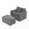 Oversized Recliner Armchair with Ottoman, Chenille Upholstered Modular Lounge Chair for Living Room Bedroom-3irtyhousy - 3 of 4