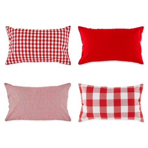 home accent pillow home decor pillow cover and insert Interior decor Red pillow with back and white stripes modern pillow throw pillow