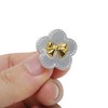 Unique Bargains Fashionable Flower Bow Shoelace Charms Silver Tone Gray 1 Pair - 3 of 4