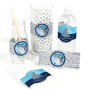 Big Dot of Happiness Shark Zone - DIY Party Supplies - Jawsome Party or Birthday Party DIY Wrapper Favors & Decorations - Set of 15 - 1 of 4
