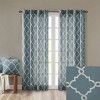VYNXARIA 50x108" Fretwork Print Grommet Top Window Curtain Panel,White+Blue(Single Panel) - 4 of 4