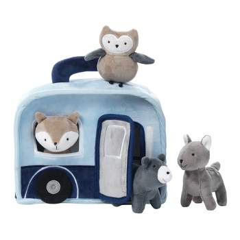Lambs & Ivy Interactive Blue Camper/RV Plush with Stuffed Animal Toys