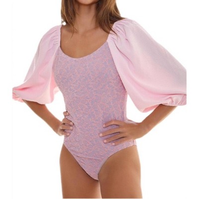 Women's Contrast Puff Sleeve Bodysuit - BUCKETLIST