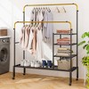 Costway Rolling Clothes Drying Rack Double Rods Garment Rack with Height Adjustables Gold/Silver - 2 of 4