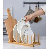 LunaLulinlk 1 Pack Bamboo Wooden Dish Rack - Plate Rack Stand Pot Lid Holder, Kitchen Cabinet Organizer for Bowl, Cup, Cutting Board and More - 2 of 4