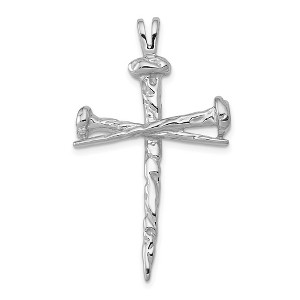 Black Bow Jewelry Ladies 14k White Gold, Nail Cross Pendant 25 x 42mm - 1 of 4