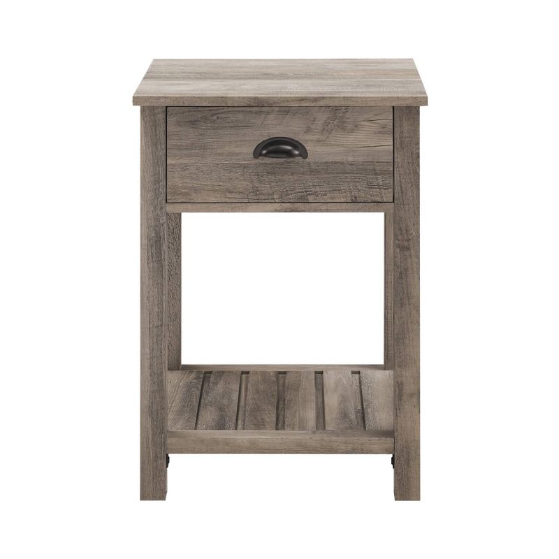 June Rustic Transitional Square Nightstand with Lower Shelf   - Saracina Home, 4 of 18