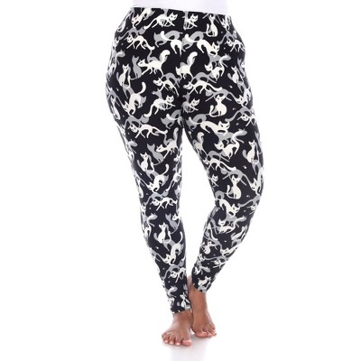 Women's Plus Size Super Soft Midi-Rise Printed Leggings - One Size Fits Most Plus - White Mark