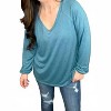 Women's Solid V-neck Top - Shirley Stone - 2 of 3