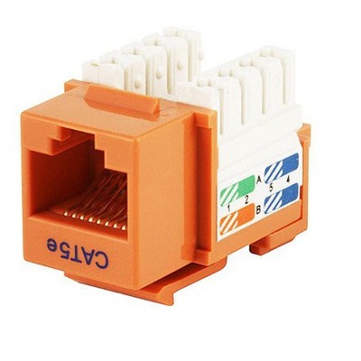 Monoprice Cat5e Punch Down Keystone Jack for 22-24AWG Solid Wire, Orange