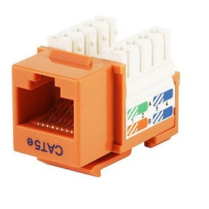 Monoprice Cat5e Punch Down Keystone Jack for 22-24AWG Solid Wire, Orange - 1 of 4