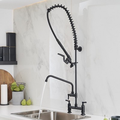Matte Black Stainless Steel Pull-Down Kitchen Faucet with Spray
