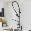 BWE Pull-Down Two-Handle Deck Flush Spray Kitchen Faucet with 12" Additional Swivel Spout - 3 of 4