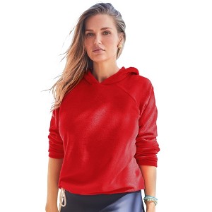 Swimsuits for All Women's Plus Size Baby French Terry Hoodie Cover Up - 26/28, Ruby - 1 of 4