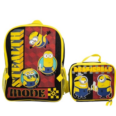 Despicable Me Minions 2 Piece Backpack Set, Boys & Girls 16" School Bag , Black