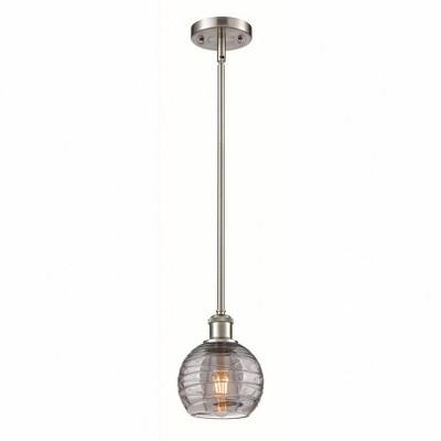 Athens Deco Swirl - 1 Light Stem Hung Mini Pendant In Industrial Style-8 Inches Tall and 6 Inches Wide