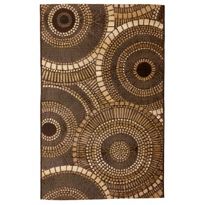 Brown Geometric Circles Flat Woven Indoor/Outdoor Rug