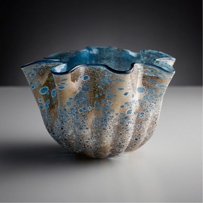 Meduse Blue and Beige Glass Teacup Vase
