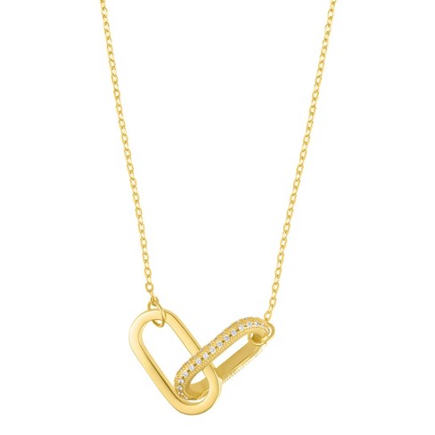 Adornia 14k Gold Plated Pave Link Necklace - image 1 of 2