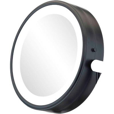Matte Black 7x Magnifying LED Countertop Mirror