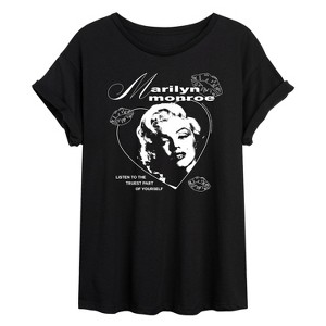 Women's Marilyn Monroe Heart and Lips Oversized Graphic T-Shirt