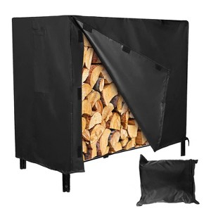 iMountek 4FT Firewood Log Rack Cover Rectangular Wood Rack Cover 420D Oxford Fabric Waterproof Windproof UV Resistant Tear-resistant 48x24x42in Black - 1 of 4