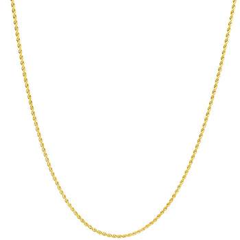 KISPER 18k Gold Hip Hop Rope Chain Necklace – 2mm Thin Gold Plated Stainless Steel Jewelry for Women & Men with Lobster Clasp