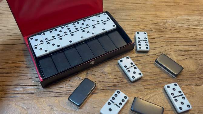 WE Games Two-Toned Black & White Double 6 Dominoes with Spinners - Club Size, 2 of 10, play video