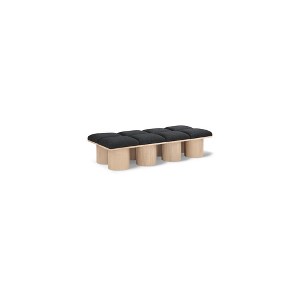 Meridian Furniture,Pavilion Black Boucle Fabric Bench - 1 of 4