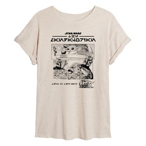 Women's - Star Wars - The Mandalorian Mando Manga Oversized Graphic T-Shirt - 1 of 4