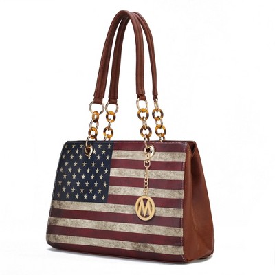 MKF Collection Nevaeh Vegan Leather patriotic pattern Women’s Shoulder Bag by Mia K - Tan