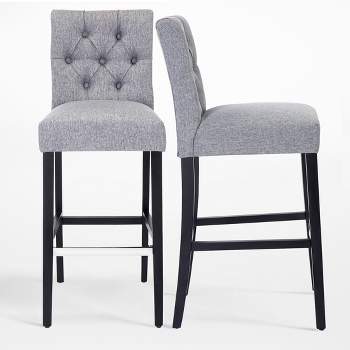 WestinTrends 29" Linen Fabric Tufted Bar Stool (Set of 2)