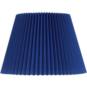 Springcrest 9" Top x 14 1/2" Bottom x 10" High x 10" Slant Lamp Shade Replacement Medium Blue Empire Modern Fabric Wide Pleated Spider Harp Finial - 1 of 4