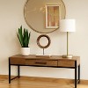 Royal Hampton Decorative Tabletop Sculpture | Brown Mango Wood Ring Design | Black Iron Stem and Marble Base - 3 of 4