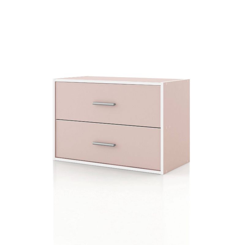 Light Pink Stackable 2-Drawer Kids Storage Cabinet