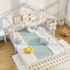 Tangkula Wooden House Bed Twin to King Daybed w/ Safety Rails & Decorable Roof - 2 of 4