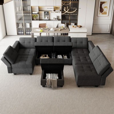 Belffin Modular Weave Sofa with Ottoman (7 Seats + 9 Sides)