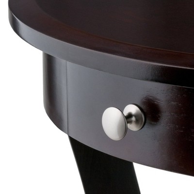 Sasha Transitional Round Wood Accent Table with Storage - Cappuccino